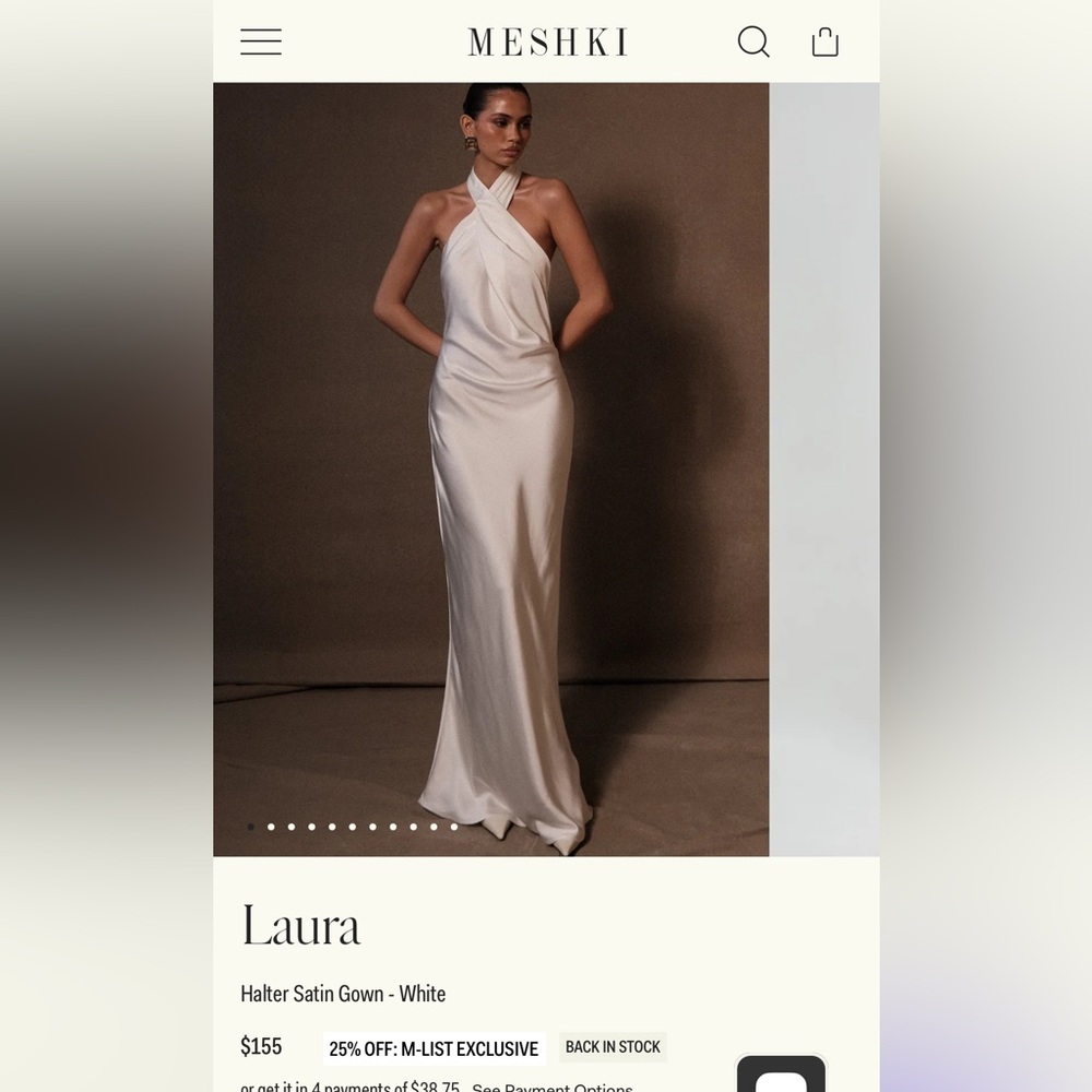 MESHKI LAURA DRESS CREAM NWT